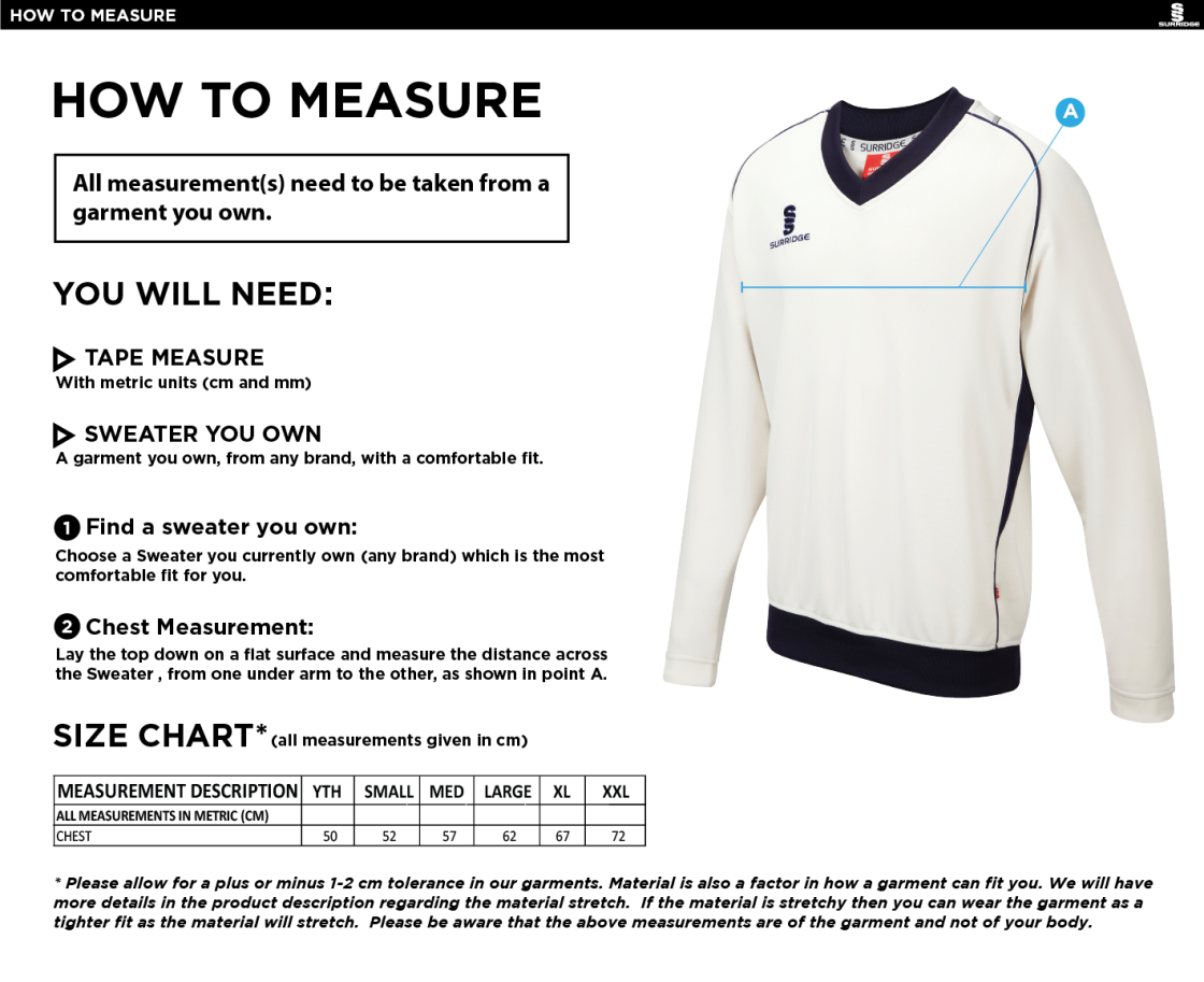 Aunis CC Ergo Long Sleeve Sweater - Size Guide