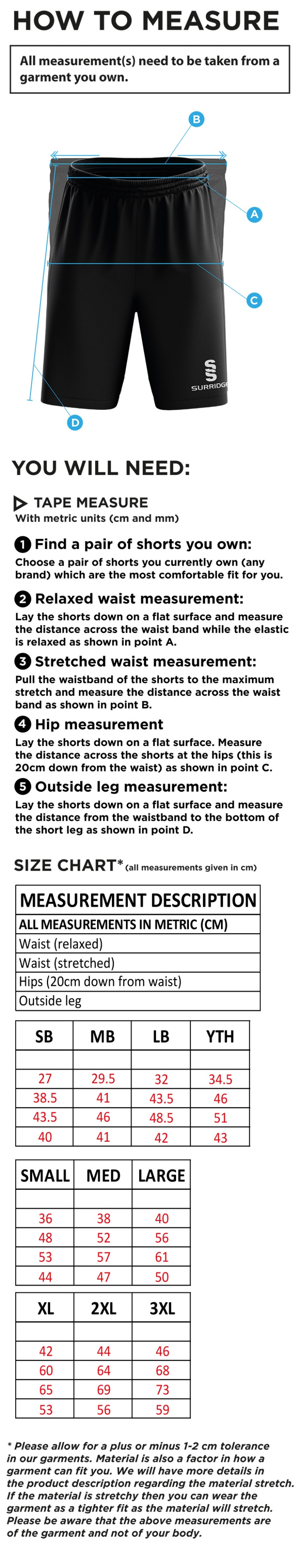 Aunis CC Blade Shorts : Navy - Size Guide