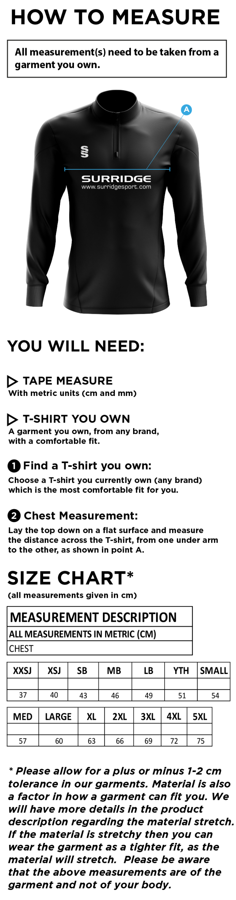 Aunis CC Blade Performance Top : Navy / Royal / White - Size Guide