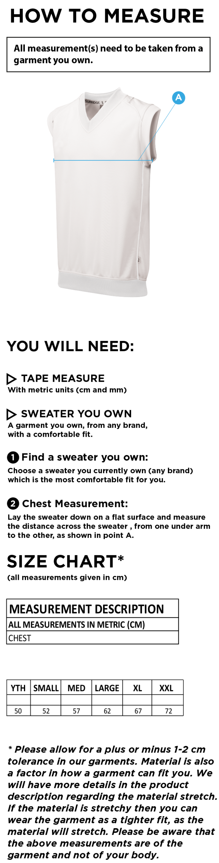 Aunis CC Ergo Sleeveless Sweater - Size Guide